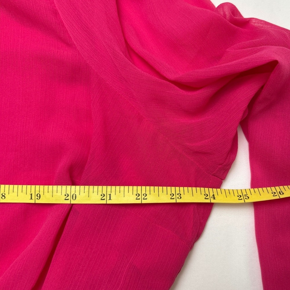 Torrid Womens Smocked Mock Neck Tiered Ruffle Peplum Blouse Size 2X Hot Pink - Picture 7 of 11